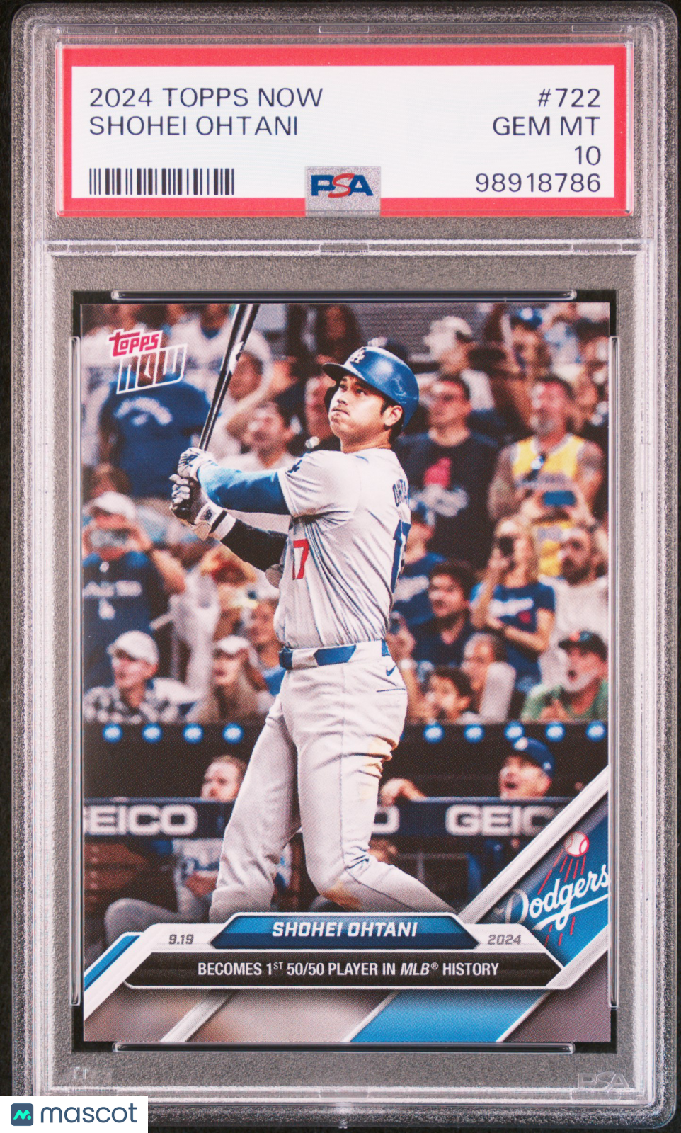 2024 Topps Now ’50-50 ’ Shohei Ohtani #722 PSA 10 GEM MINT Los Angeles Dodgers - Graded Sports Cards