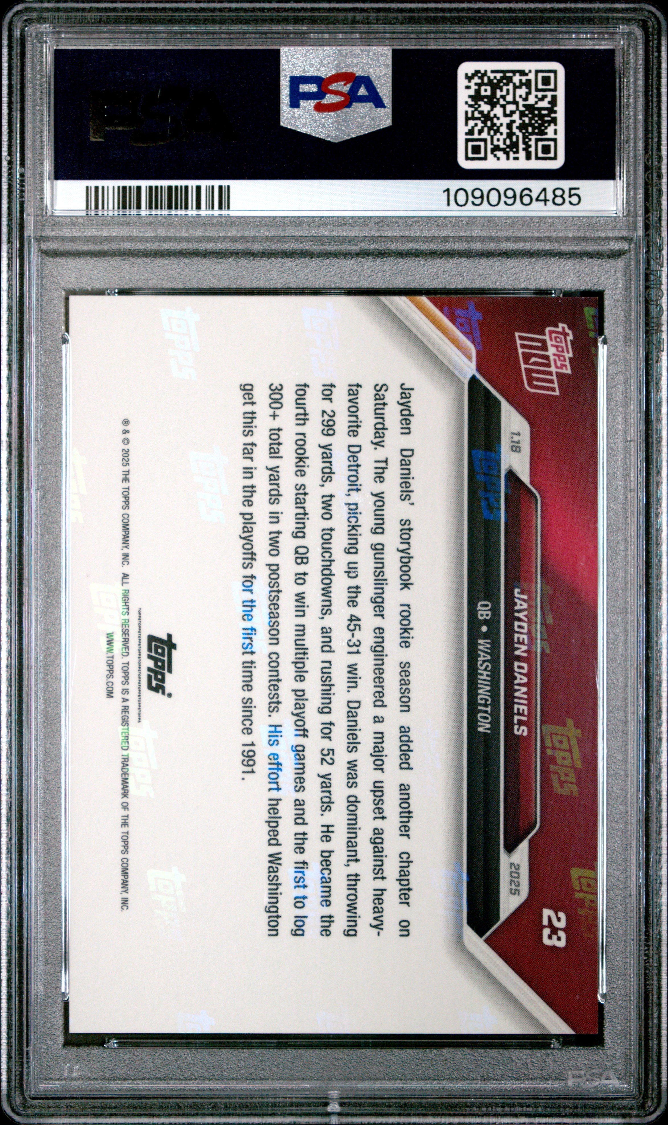 2024 Topps Now Jayden Daniels Rookie #23 PSA 10 Washington Commanders - Graded Sports Cards