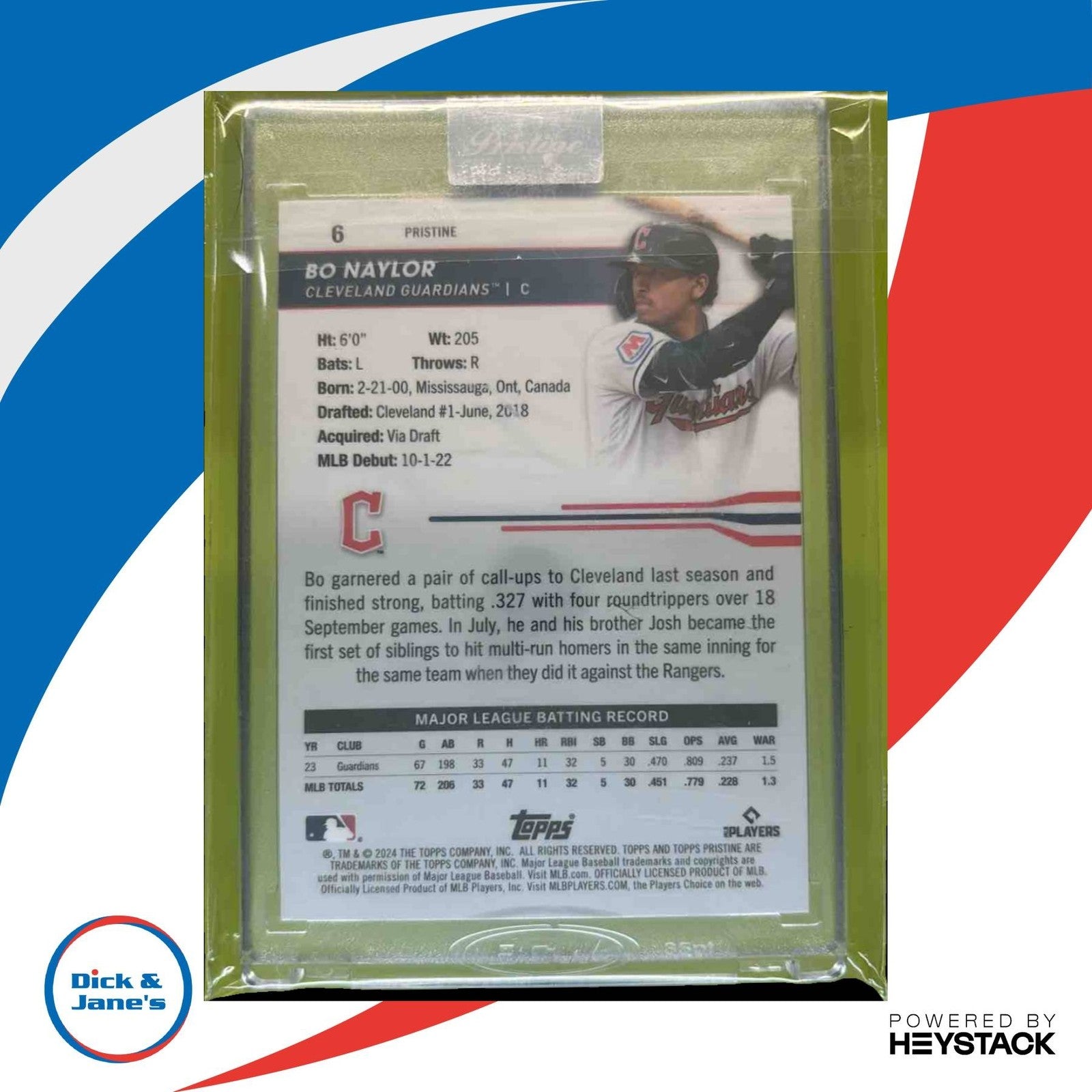 2024 Topps Pristine Bo Naylor Purple Refractor 16/99 #6 Cleveland Guardians - Sports Cards