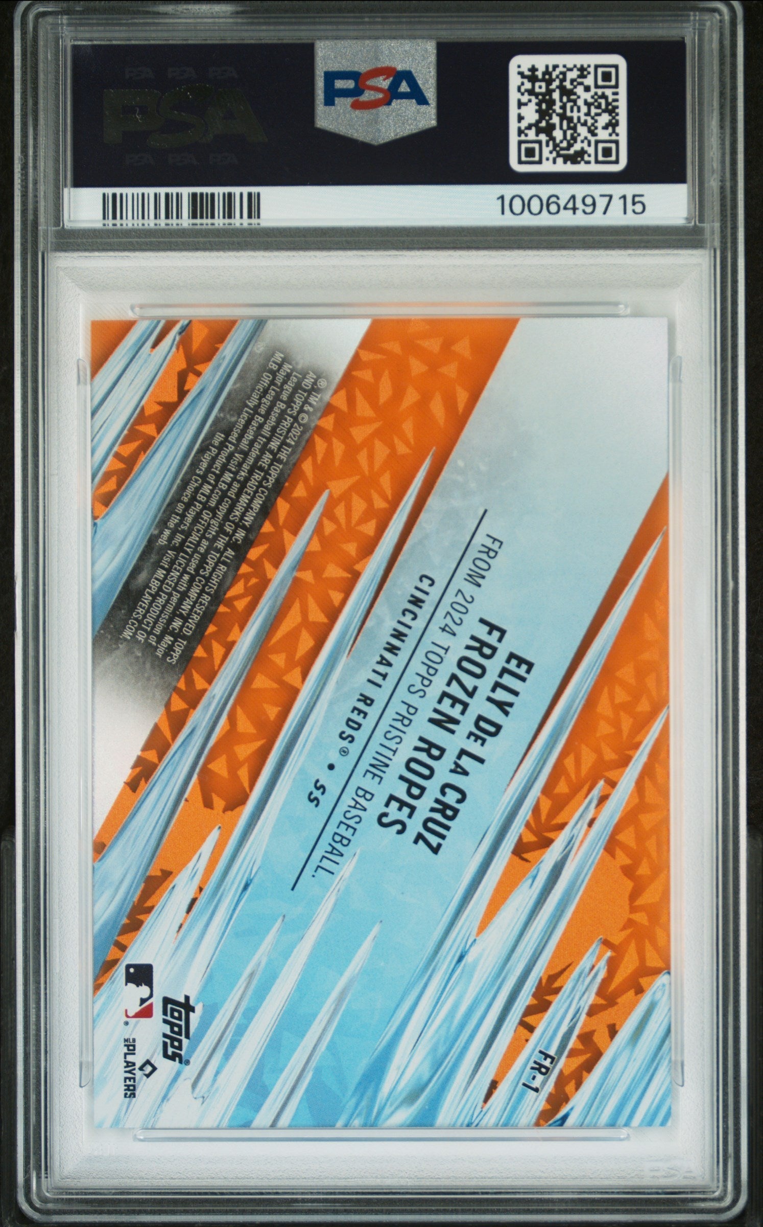 2024 Topps Pristine Frozen Ropes Elly De La Cruz Orange #FR1 PSA 9 MINT Rookie - Graded Sports Cards