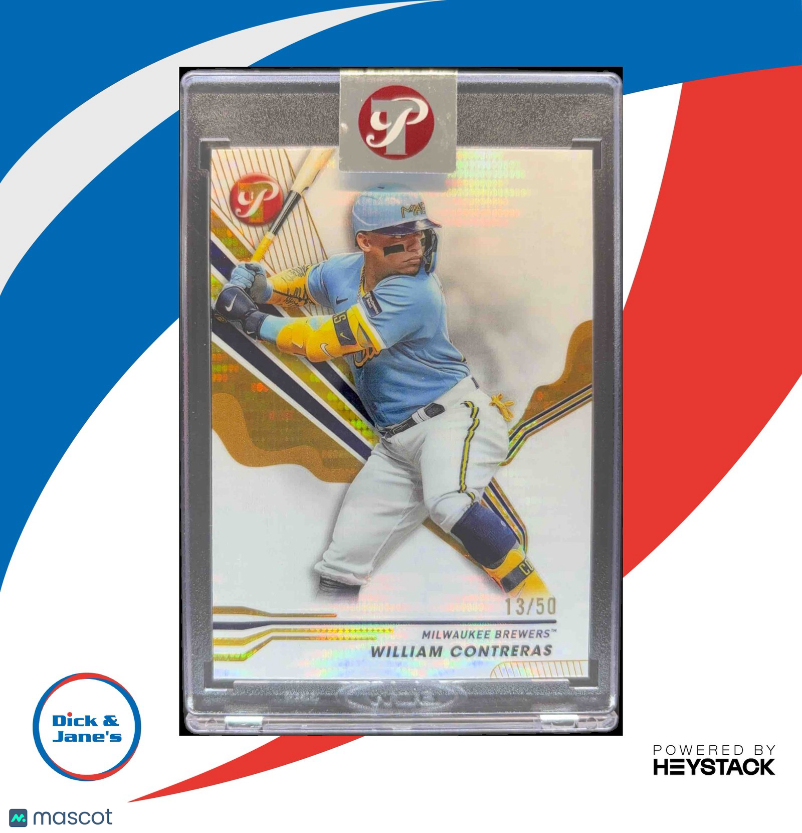 2024 Topps Pristine William Contreras Gold Refractor 13/50 Milwaukee Brewers - Sports Cards