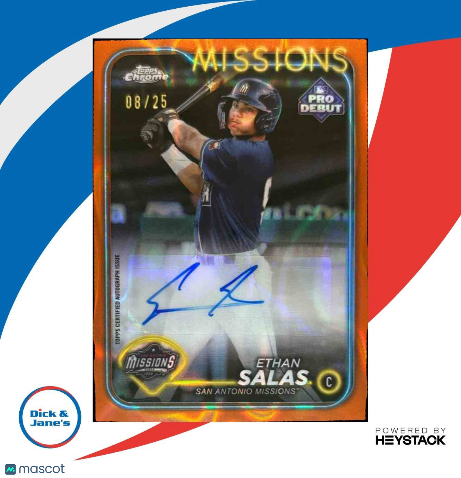 2024 Topps Pro Debut Ethan Salas Chrome Auto Orange Lava Refractor 8/25 #PDC-153 - Sports Cards