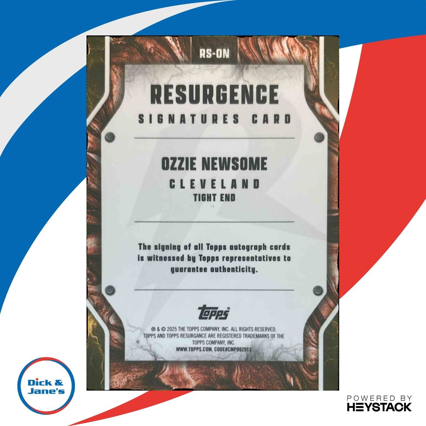2024 Topps Resurgence Ozzie Newsome Signature Blue Surge /99 Auto Browns - Sports Cards