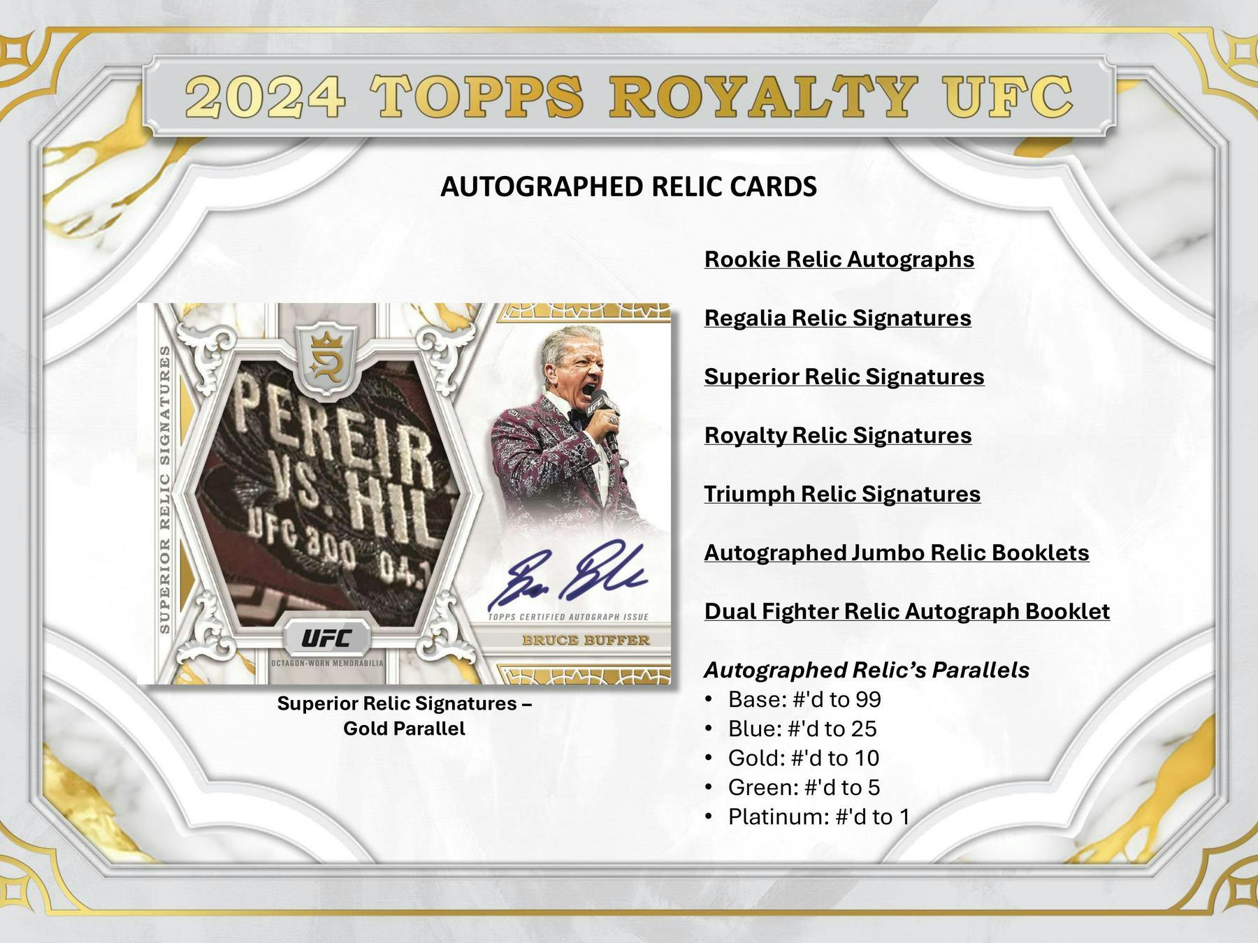 2024 Topps Royalty UFC Hobby Box (5 Auto / 3 Relics) Trading Cards