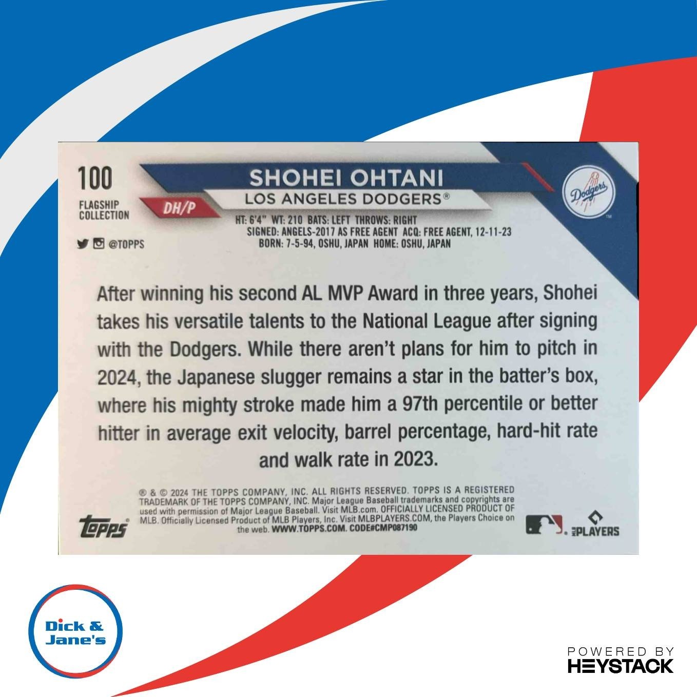 2024 Topps Shohei Ohtani Collection #100 Los Angeles Dodgers - Sports Cards