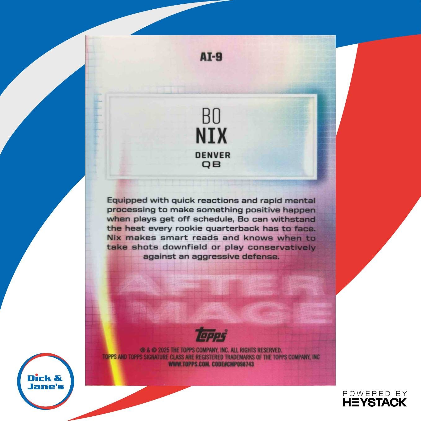 2024 Topps Signature Class Bo Nix After Image #AI-9 RC Denver Broncos - Sports Cards