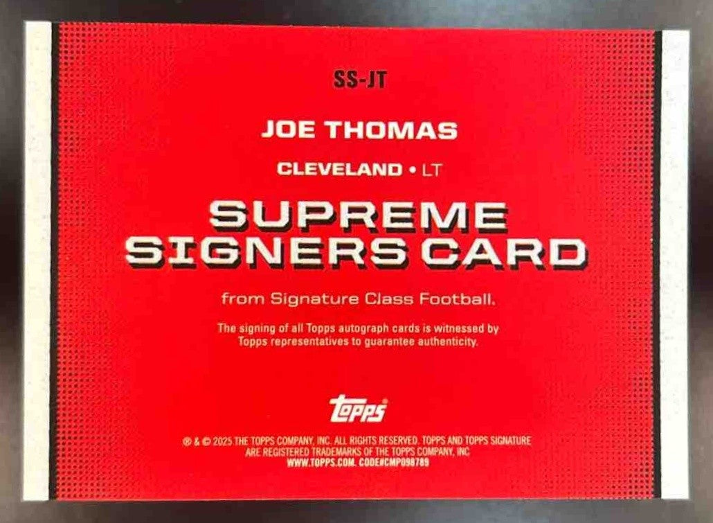 2024 Topps Signature Class Joe Thomas Supreme Signers Blue /5 Auto Browns - Sports Cards