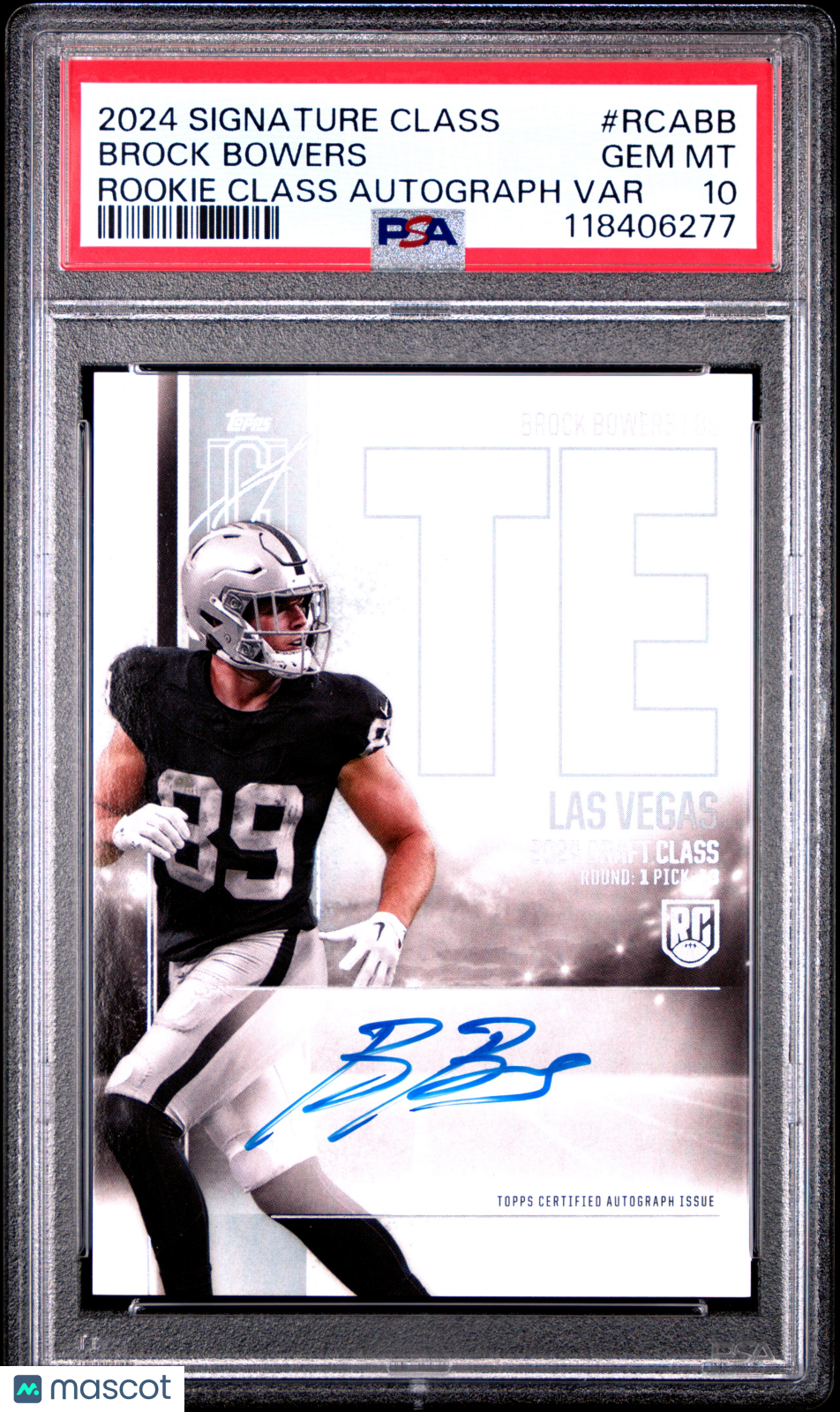 2024 Topps Signature Class Rookie Class Autograph Variation Brock Bowers #RCABB PSA 10 - Graded Sports Cards