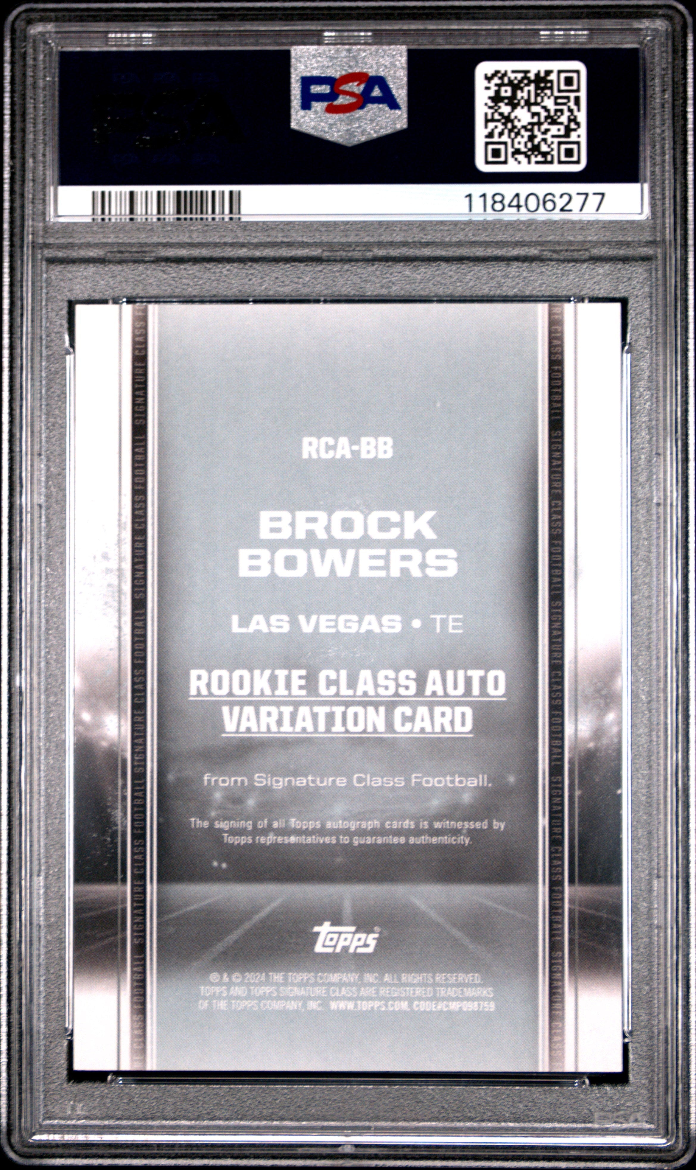 2024 Topps Signature Class Rookie Class Autograph Variation Brock Bowers #RCABB PSA 10 - Graded Sports Cards