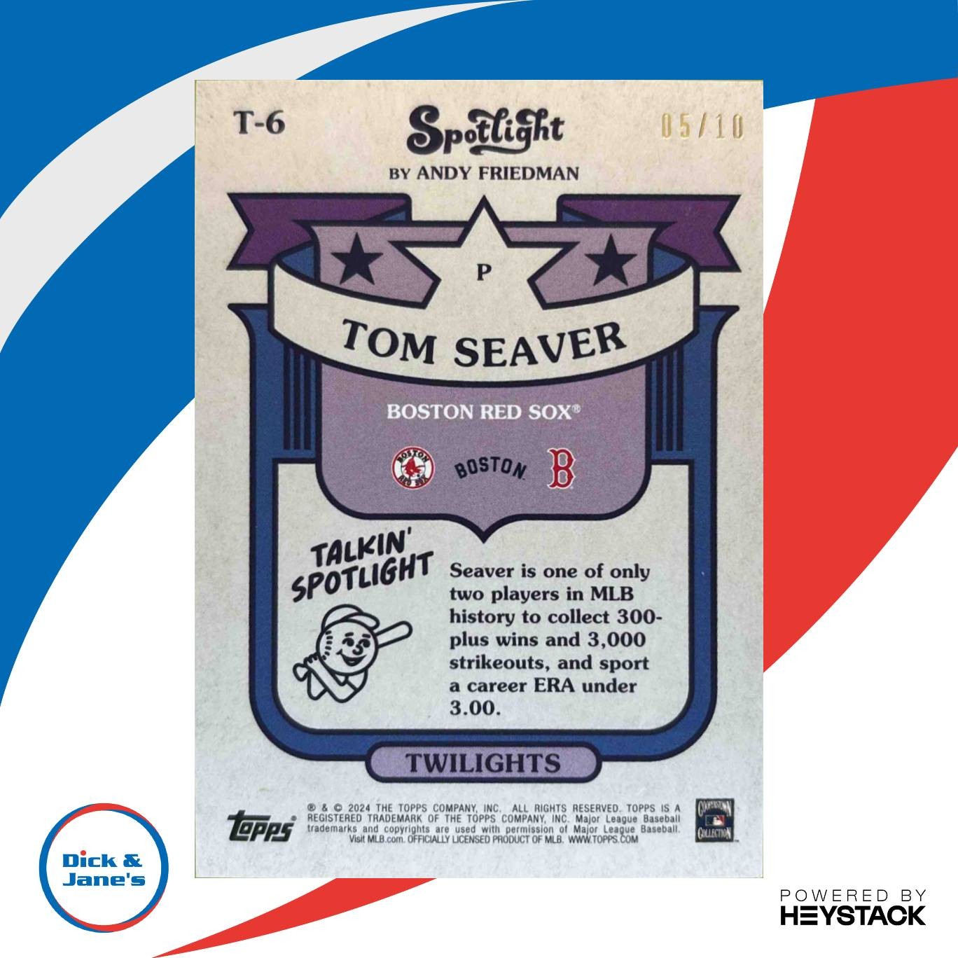 2024 Topps Spotlight Andy Friedman Tom Seaver Twilights Canvas 5/10 #T-6 Red Sox - Sports Cards