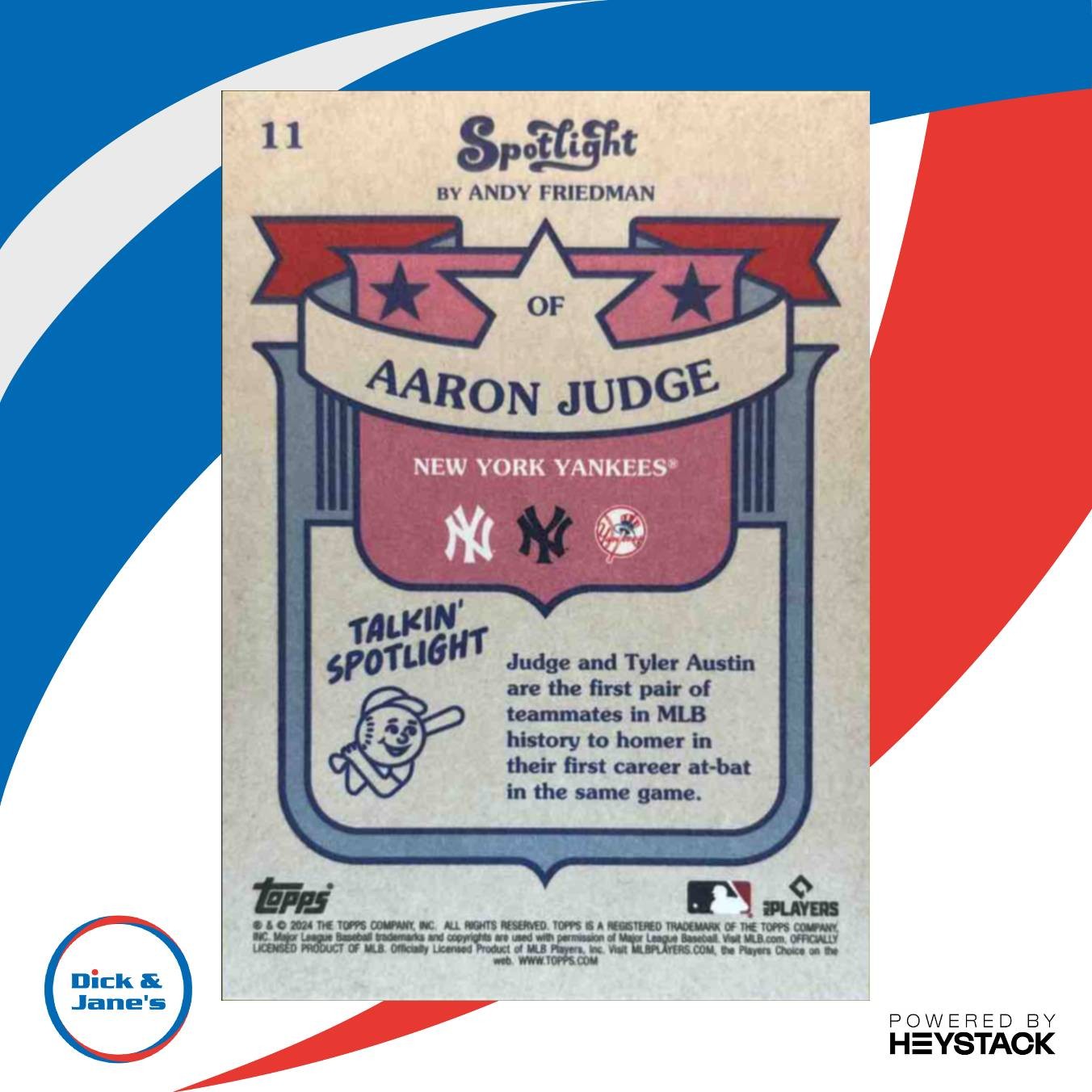 2024 Topps Spotlight by Andy Friedman Aaron Judge #11 New York Yankees - Sports Cards