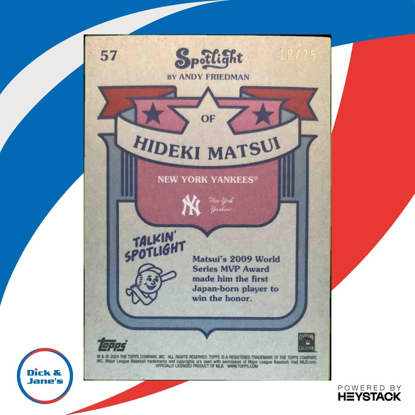 2024 Topps Spotlight by Andy Friedman Hideki Matsui Logo Laminate /25 Yankees - Sports Cards