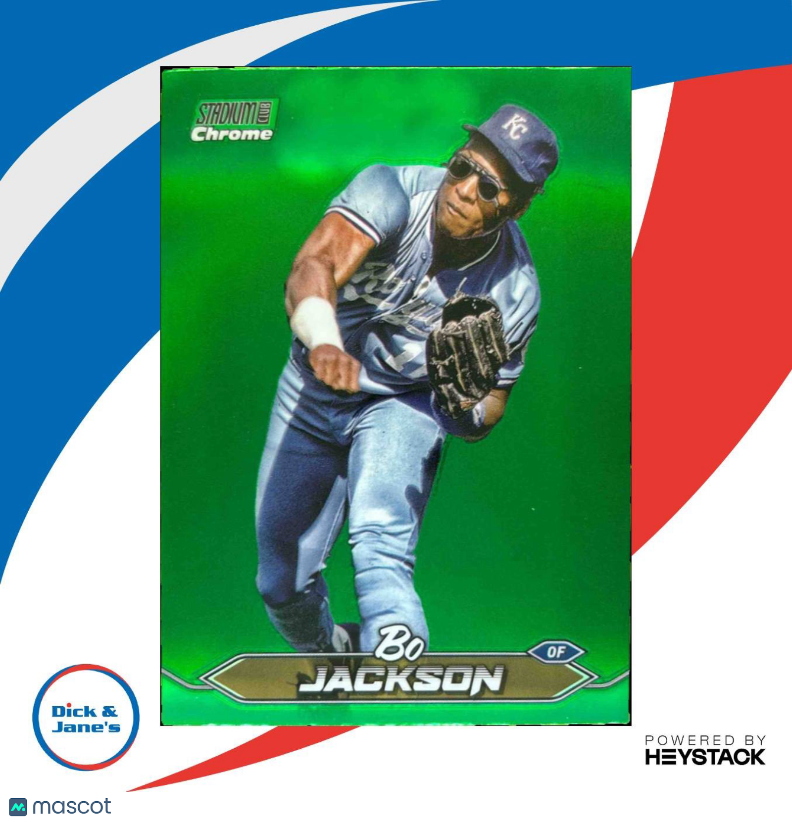 2024 Topps Stadium Club Bo Jackson Chrome Green Refractor 185 Kansas City Royals - Sports Cards