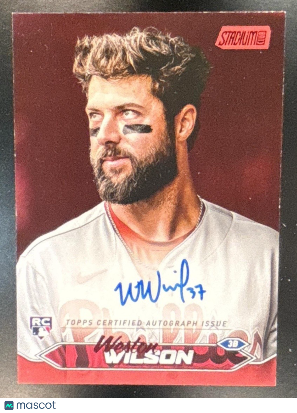2024 Topps Stadium Club Weston Wilson Auto Red /50 RC Philadelphia Phillies - Sports Cards