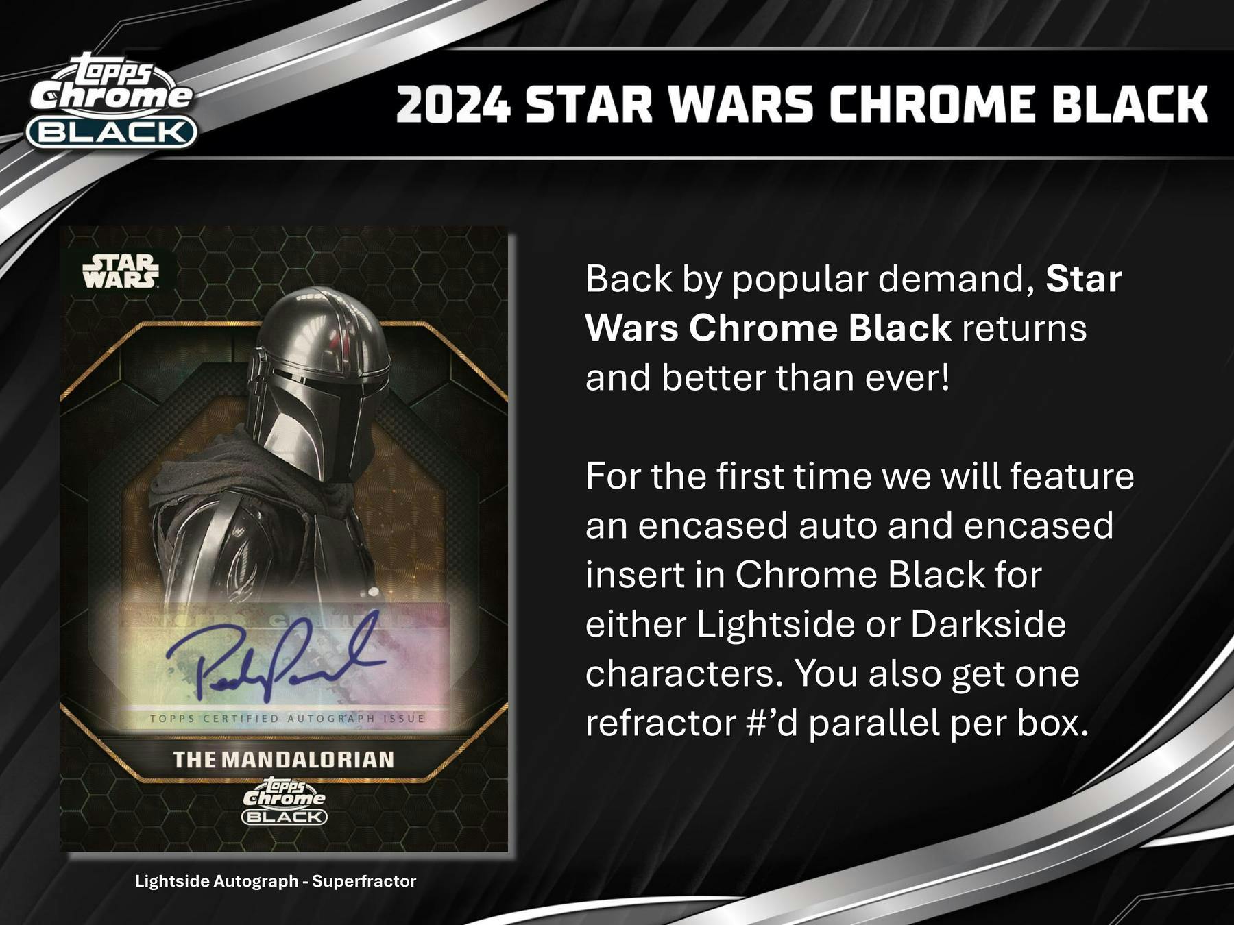 2024 Topps Star Wars Chrome Black Hobby Box (1 Auto) - Collectible Trading Cards
