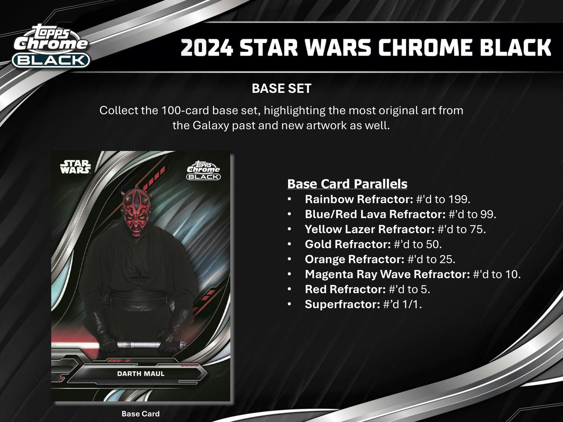 2024 Topps Star Wars Chrome Black Hobby Box (1 Auto) - Collectible Trading Cards