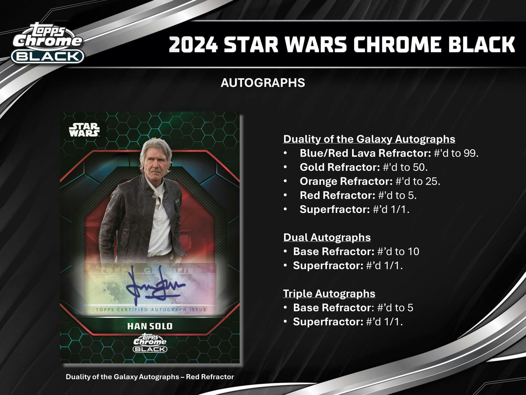 2024 Topps Star Wars Chrome Black Hobby Box (1 Auto) - Collectible Trading Cards
