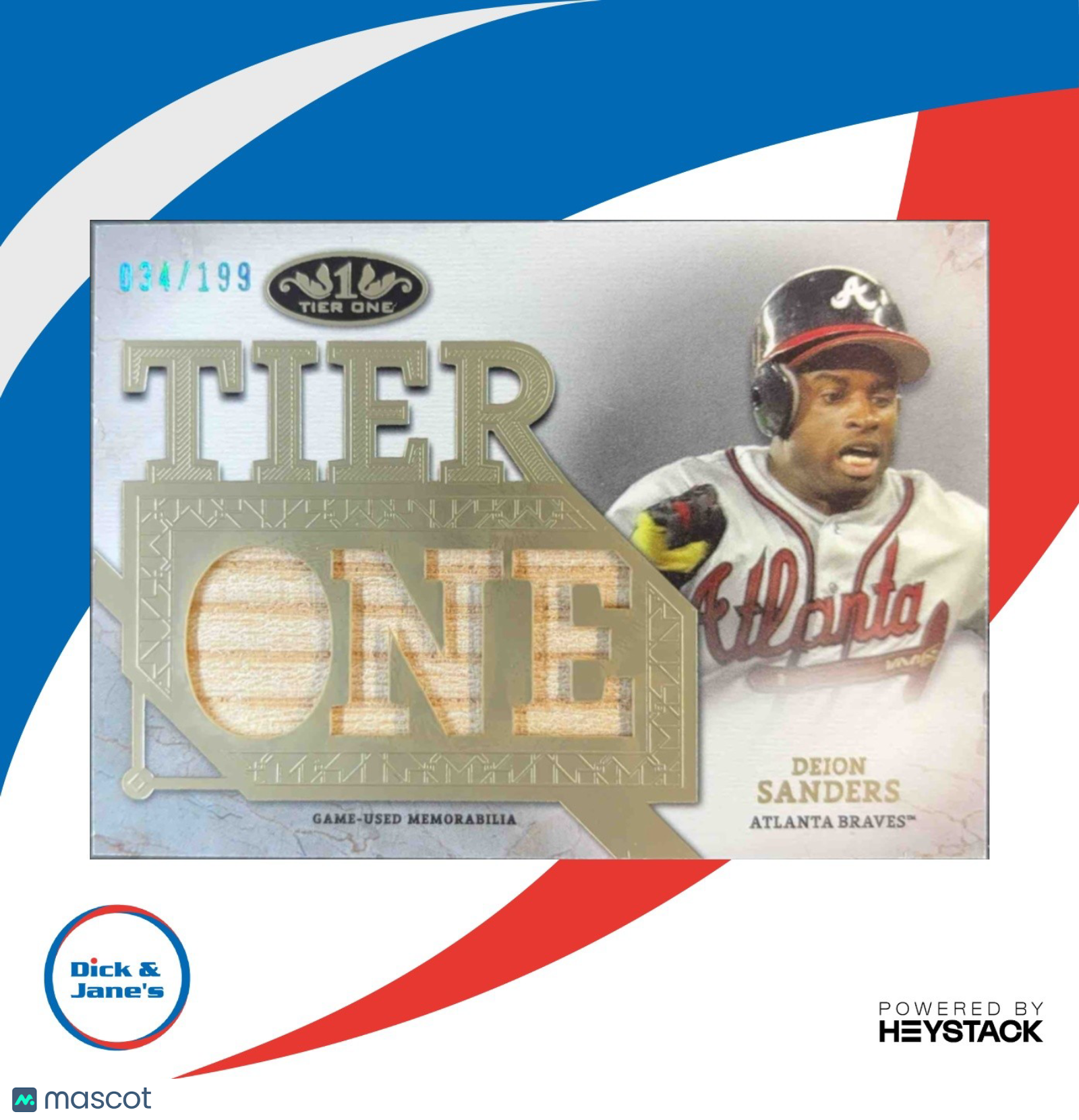 2024 Topps Tier One Deion Sanders Relics Die Cut 034/199 Bat Atlanta Braves - Sports Cards