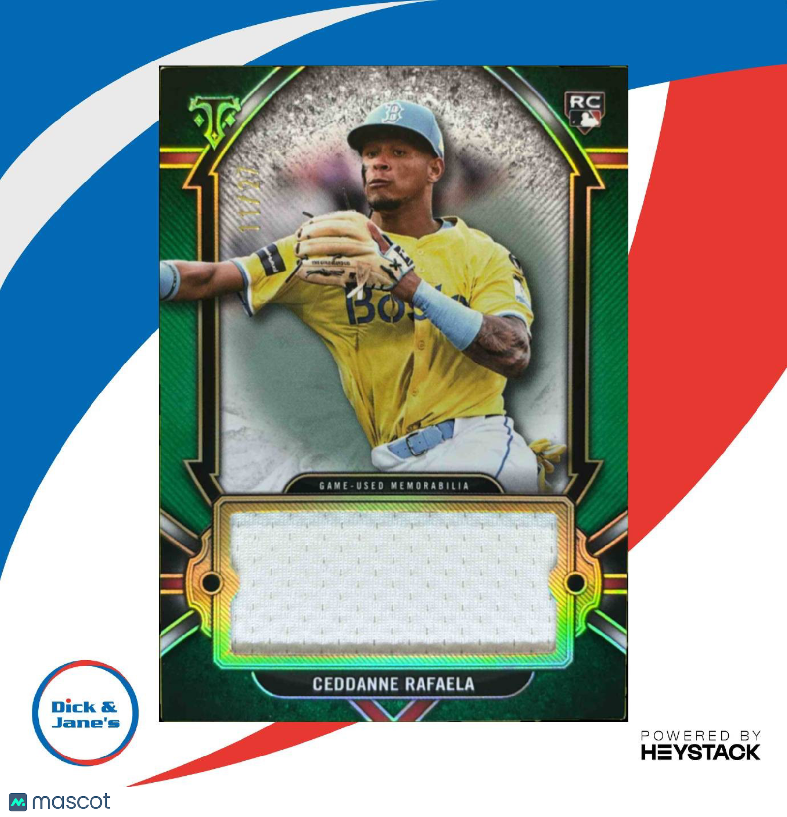 2024 Topps Triple Threads Ceddanne Rafaela Jumbo Relics Emerald /27 Red Sox - Sports Cards