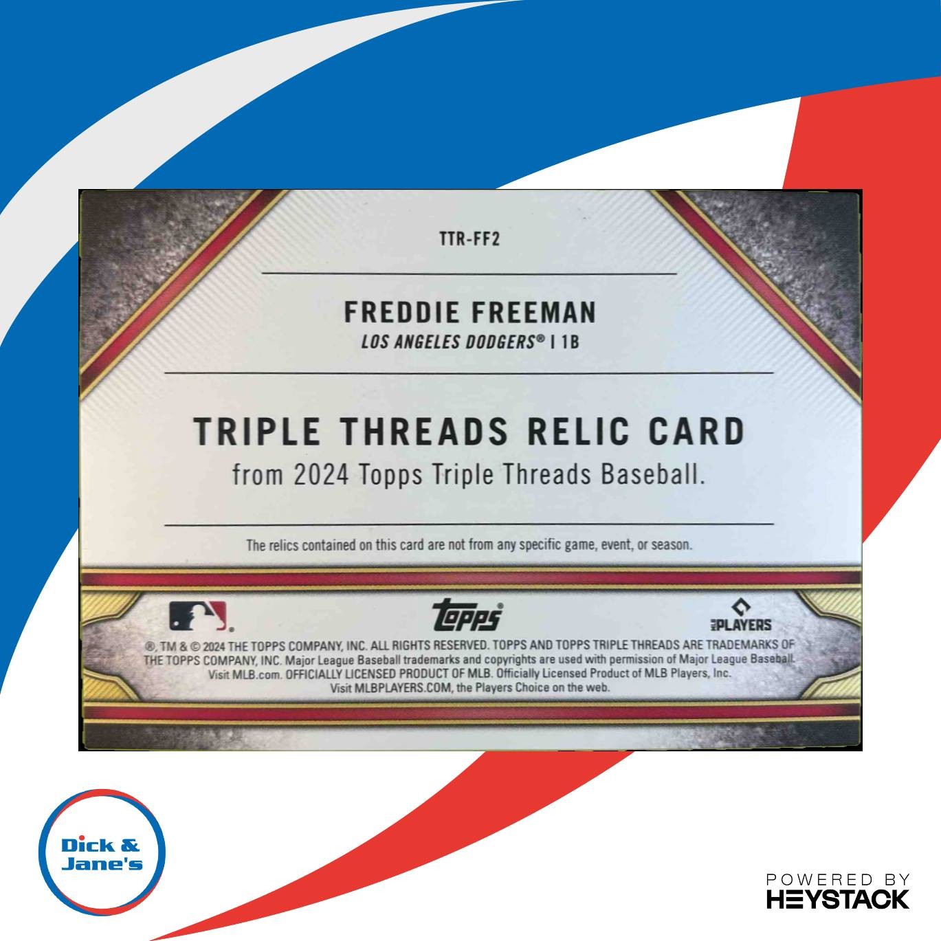 2024 Topps Triple Threads Freddie Freeman Relics /36 #TTR-FF2 Los Angeles Dodger - Sports Cards