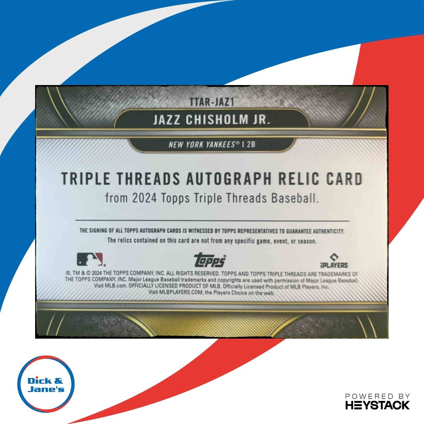 2024 Topps Triple Threads Jazz Chisholm Jr. Auto Relics Emerald /18 Yankees - Sports Cards