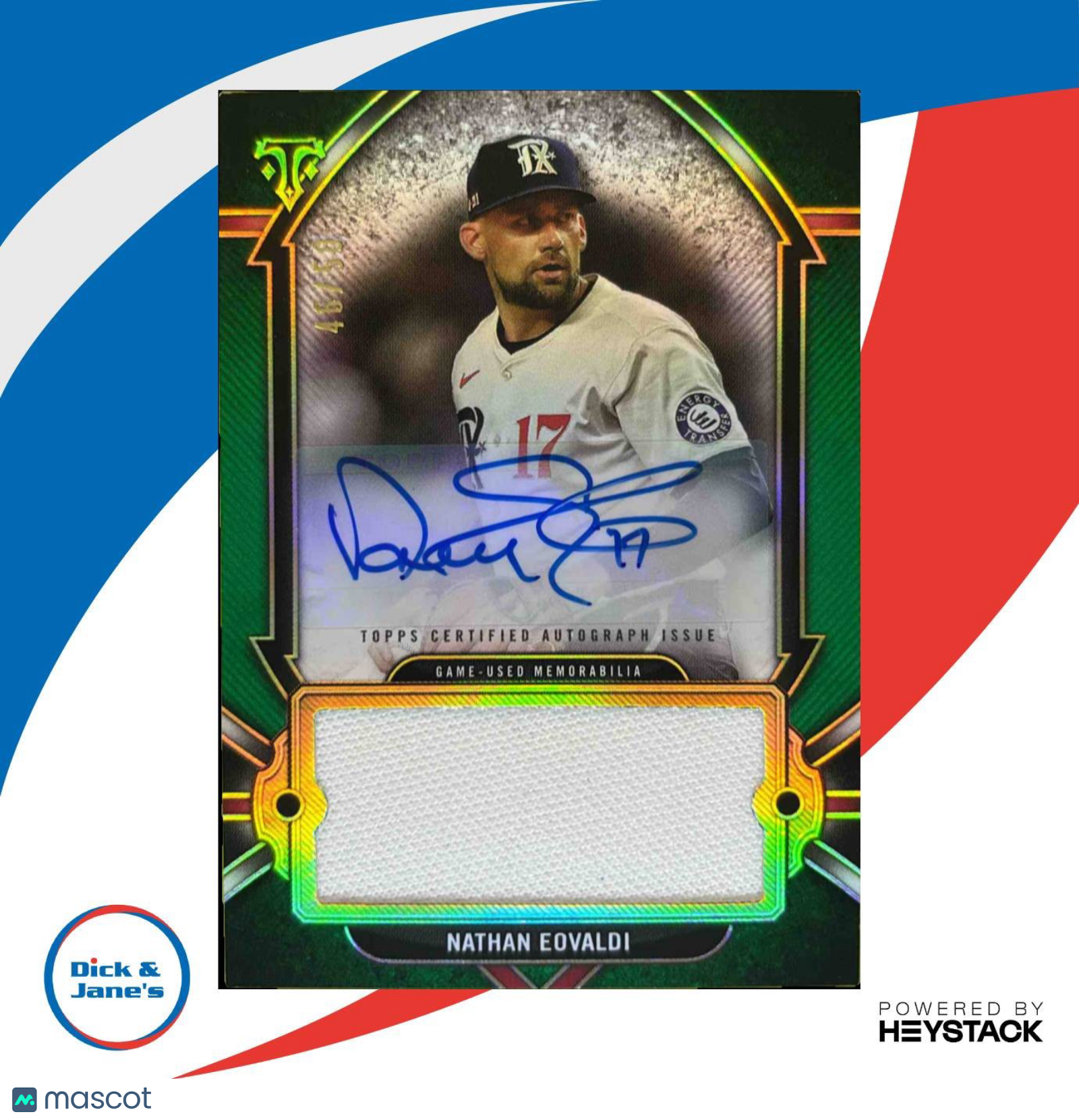 2024 Topps Triple Threads Nathan Eovaldi Auto Jumbo Relics Emerald /50 Rangers - Sports Cards