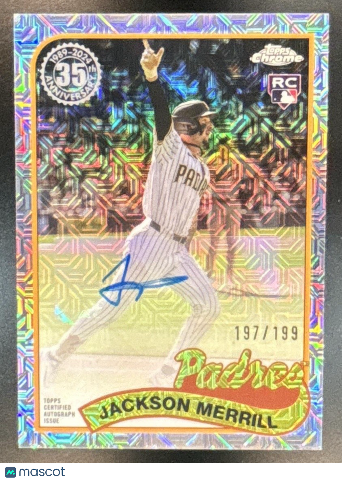 2024 Topps Update Jackson Merrill 1989 Chrome Silver Pack Auto /199 RC Padres - Sports Cards