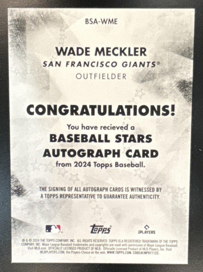 2024 Topps Wade Meckler Baseball Stars Auto RC San Francisco Giants - Sports Cards