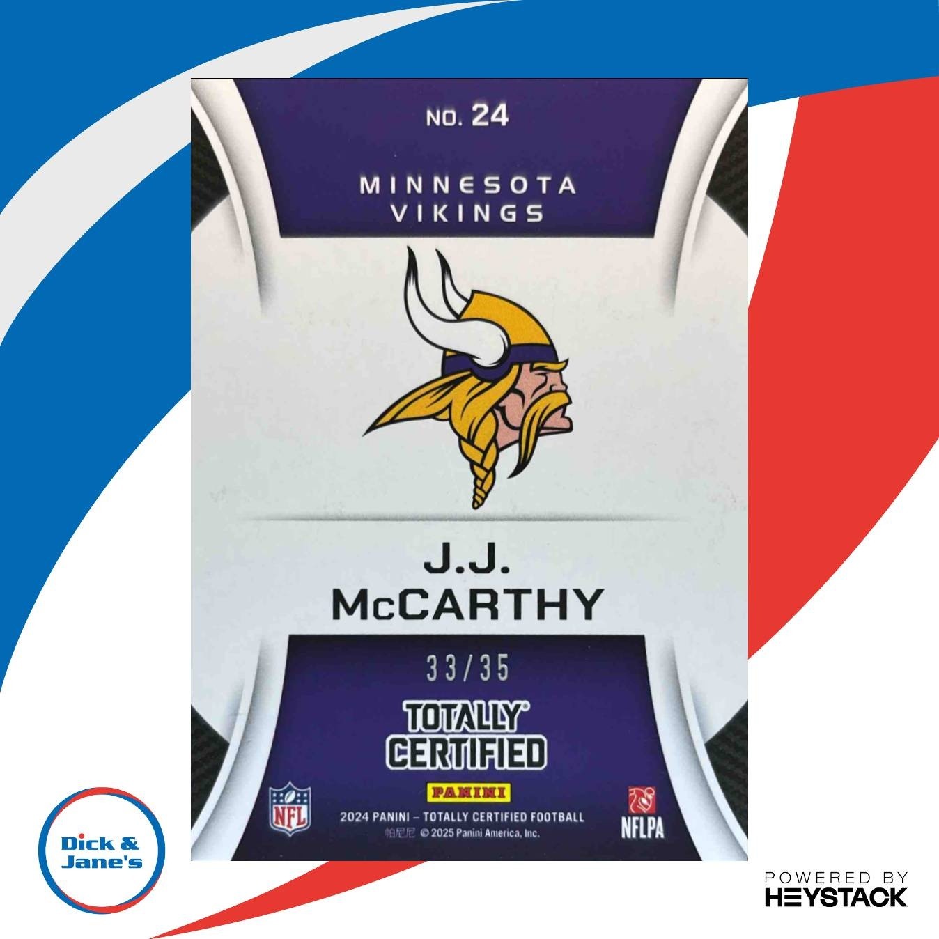 2024 Totally Certified J.J. McCarthy Mirror Platinum Camo /35 #127 RC Vikings - Sports Cards