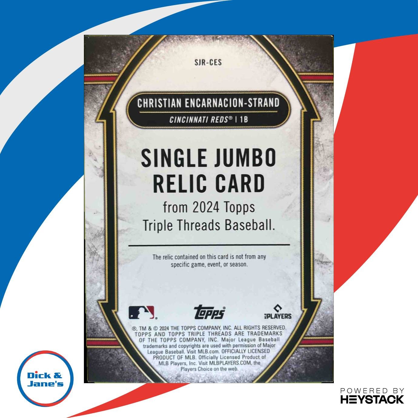 2024 Triple Threads Christian Encarnacion-Strand Jumbo Relics Amber /18 i Reds - Sports Cards