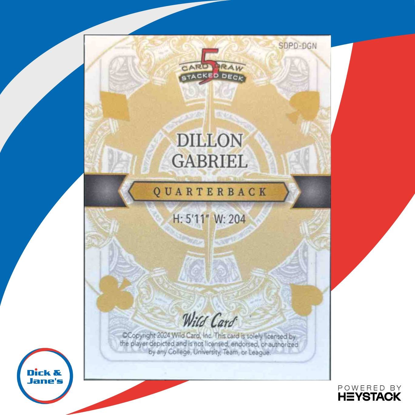 2024 Wild Card 5 Draw Dillon Gabriel King Diamond Rainbow 1/1 Oregon Ducks - Sports Cards