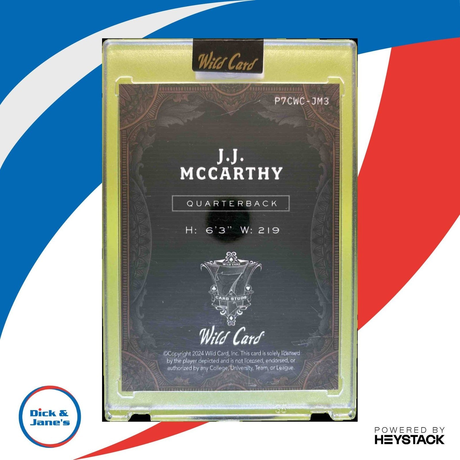 2024 Wild Card 7 Studs Combo JJ McCarthy ComboSpadesFirescrolls Rainbow Gold 2/2 - Sports Cards