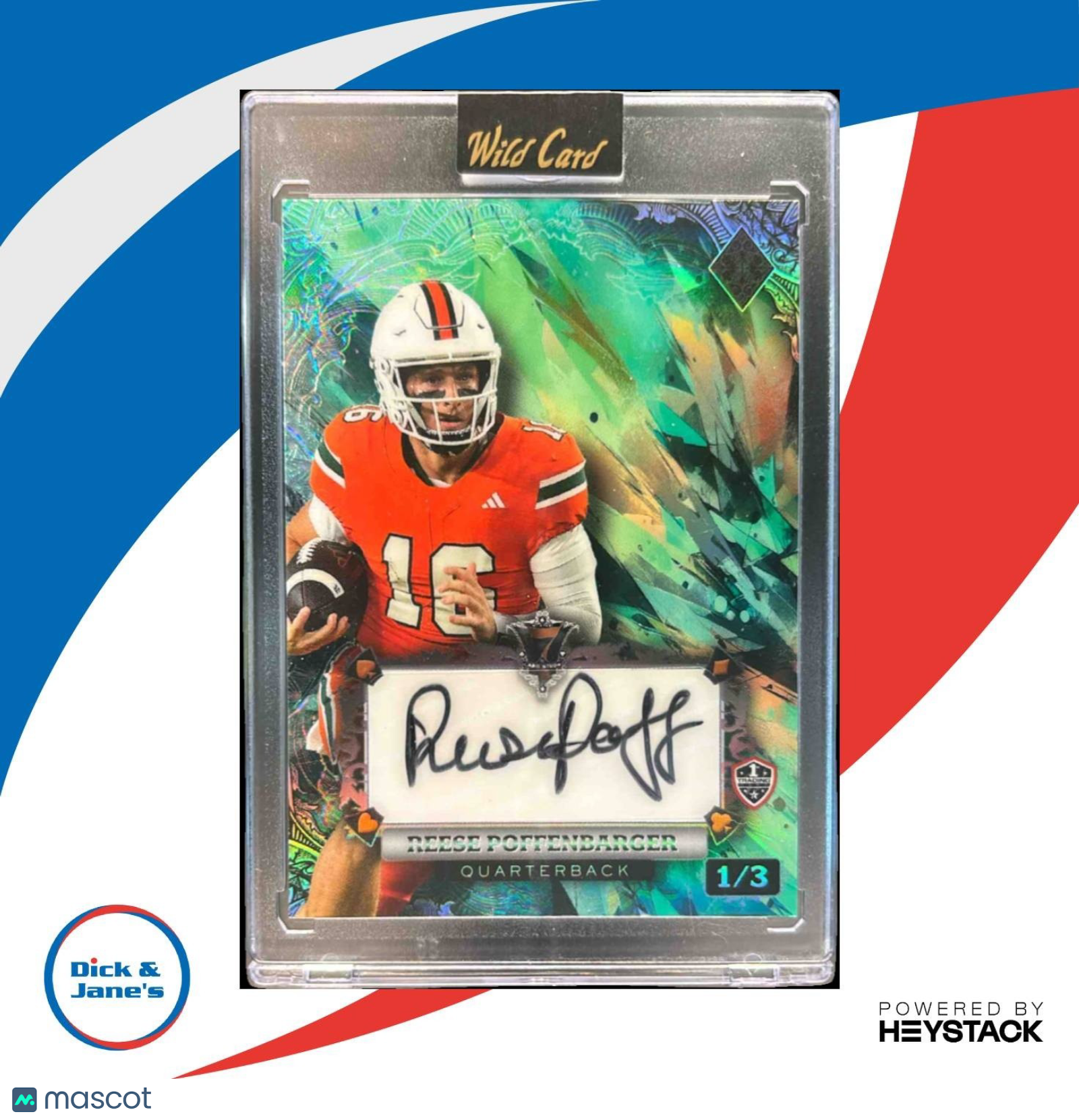 2024 Wild Card 7 Studs Reese Poffenbarger Auto /3 Auto Miami Hurricanes - Sports Cards