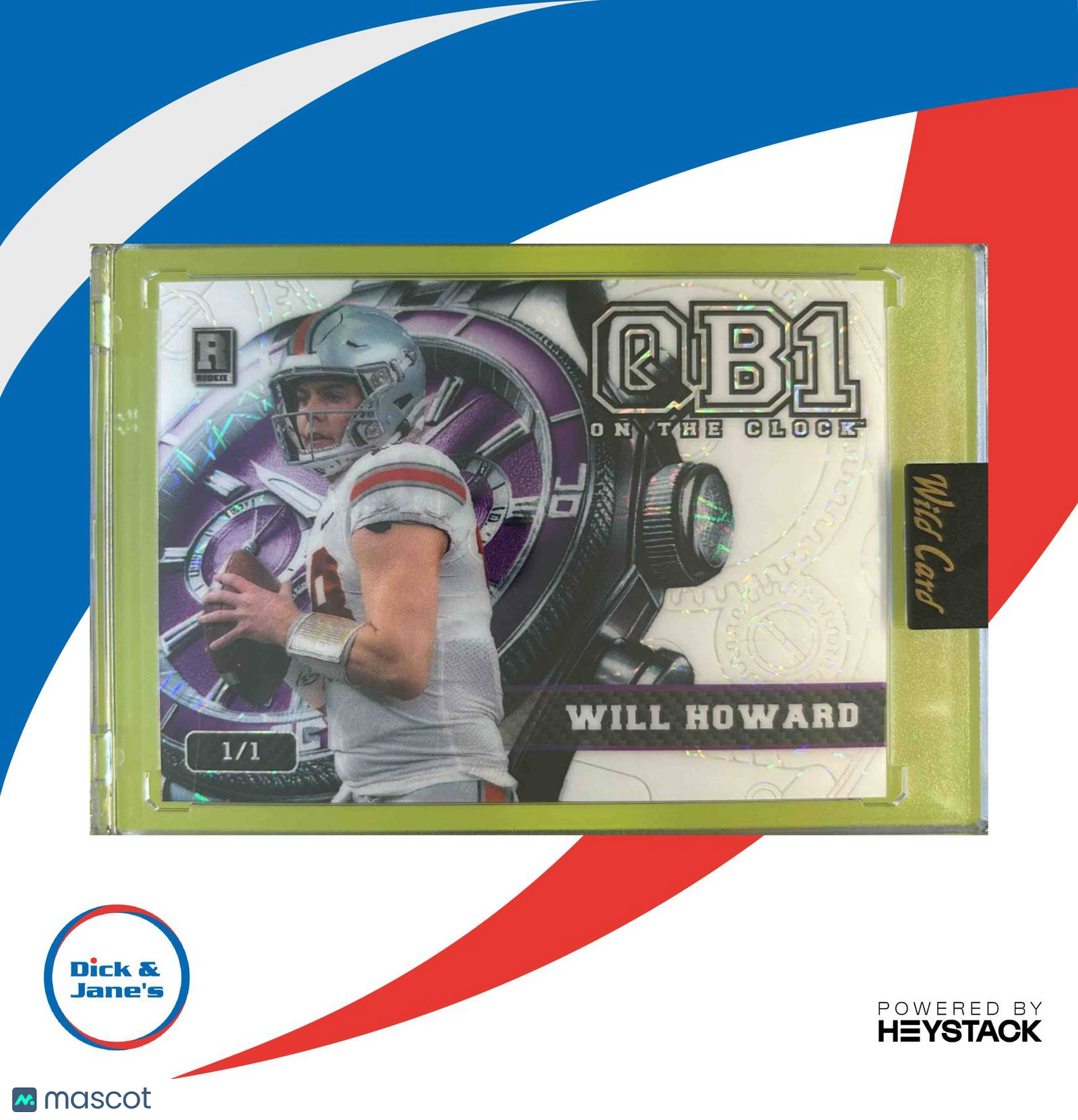 2024 Wild Card QB1 On The Clock Will Howard White Lazers Purple 1/1 OSU Rookie - Sports Cards