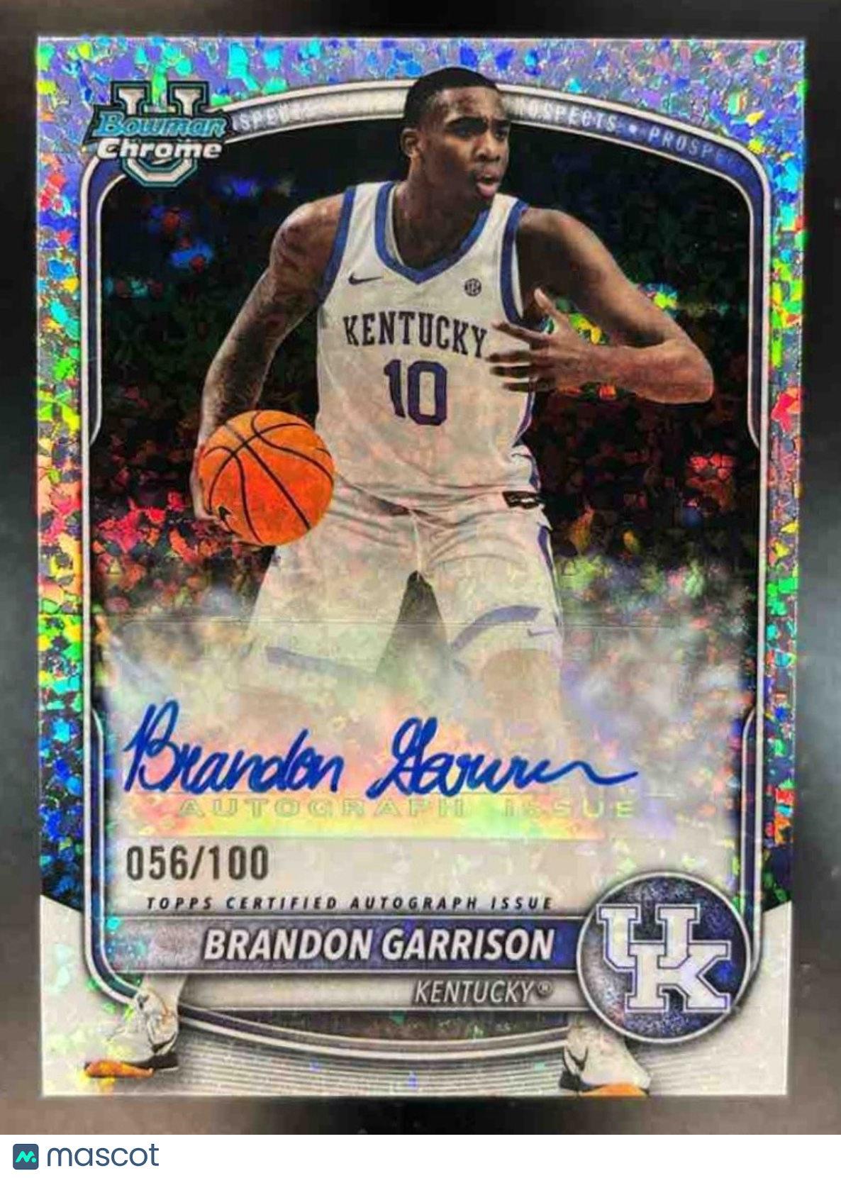 2025-26 Bowman Brandon Garrison Chrome Prospect Auto Mini Diamond /100 Wildcats - Sports Cards