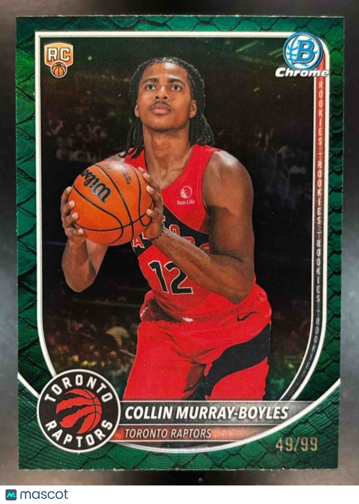 2025-26 Bowman Collin Murray-Boyles Chrome Reptilian Green /99 RC Toronto Raptor - Sports Cards