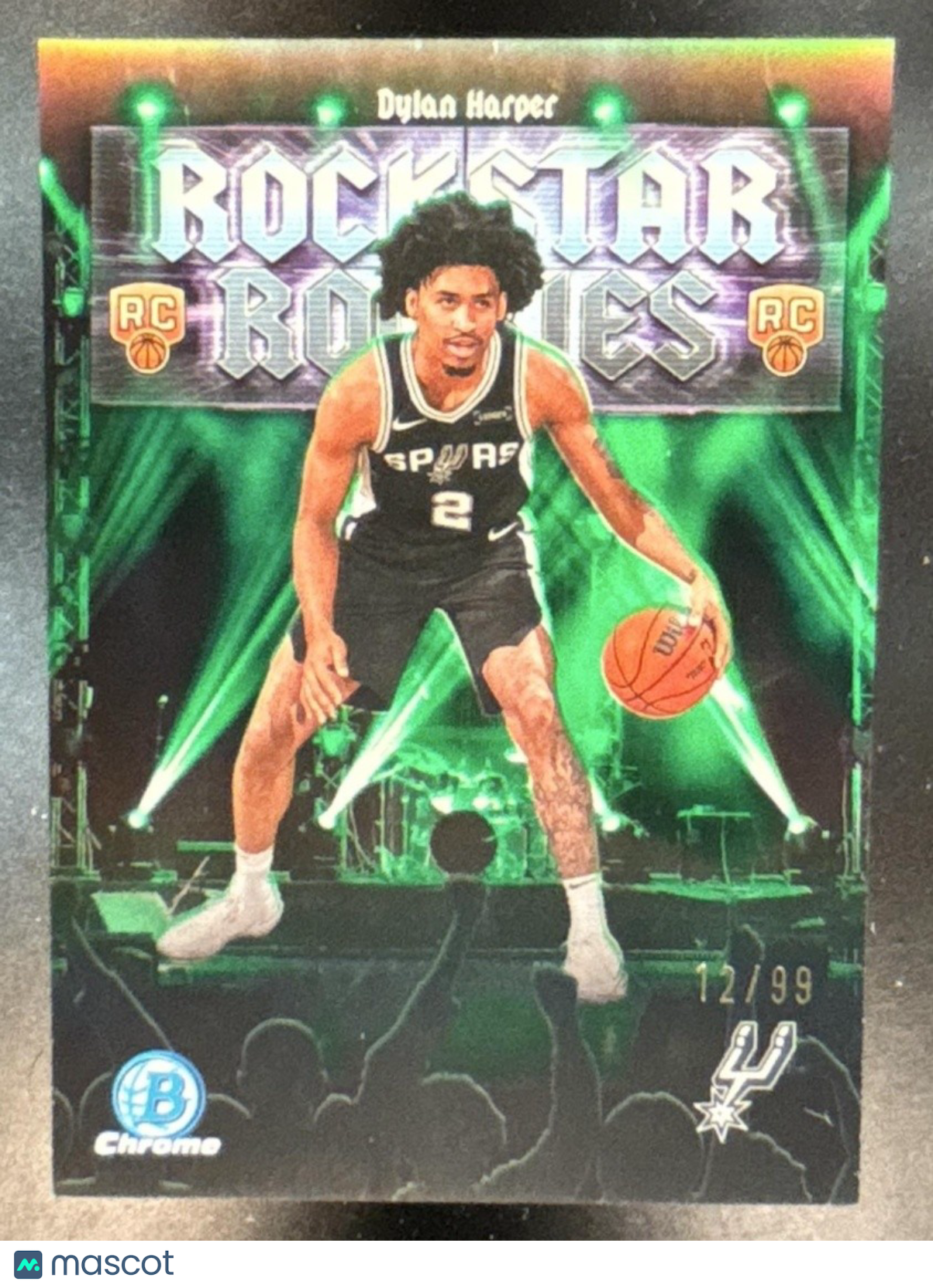 2025-26 Bowman Dylan Harper Chrome Rockstar Rookies Green /99 RC Spurs - Sports Cards