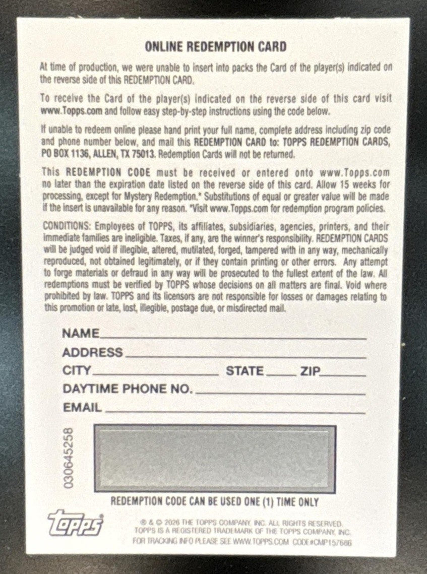 2025-26 Bowman Will Riley Paper Auto Gold REDEMPTION /50 RC Washington Wizards - Sports Cards