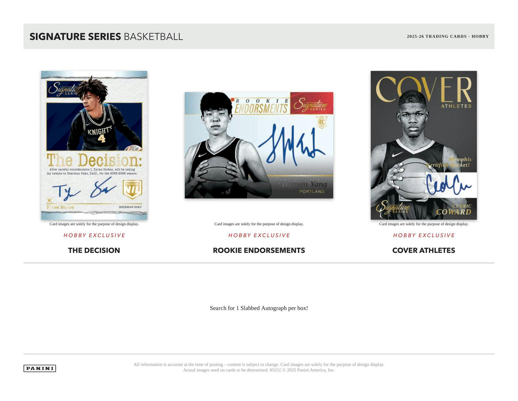 2025/26 Panini Signature Series Basketball Hobby Box (1 Auto Slab) Look for Kabooms! - NBA Hobby Box