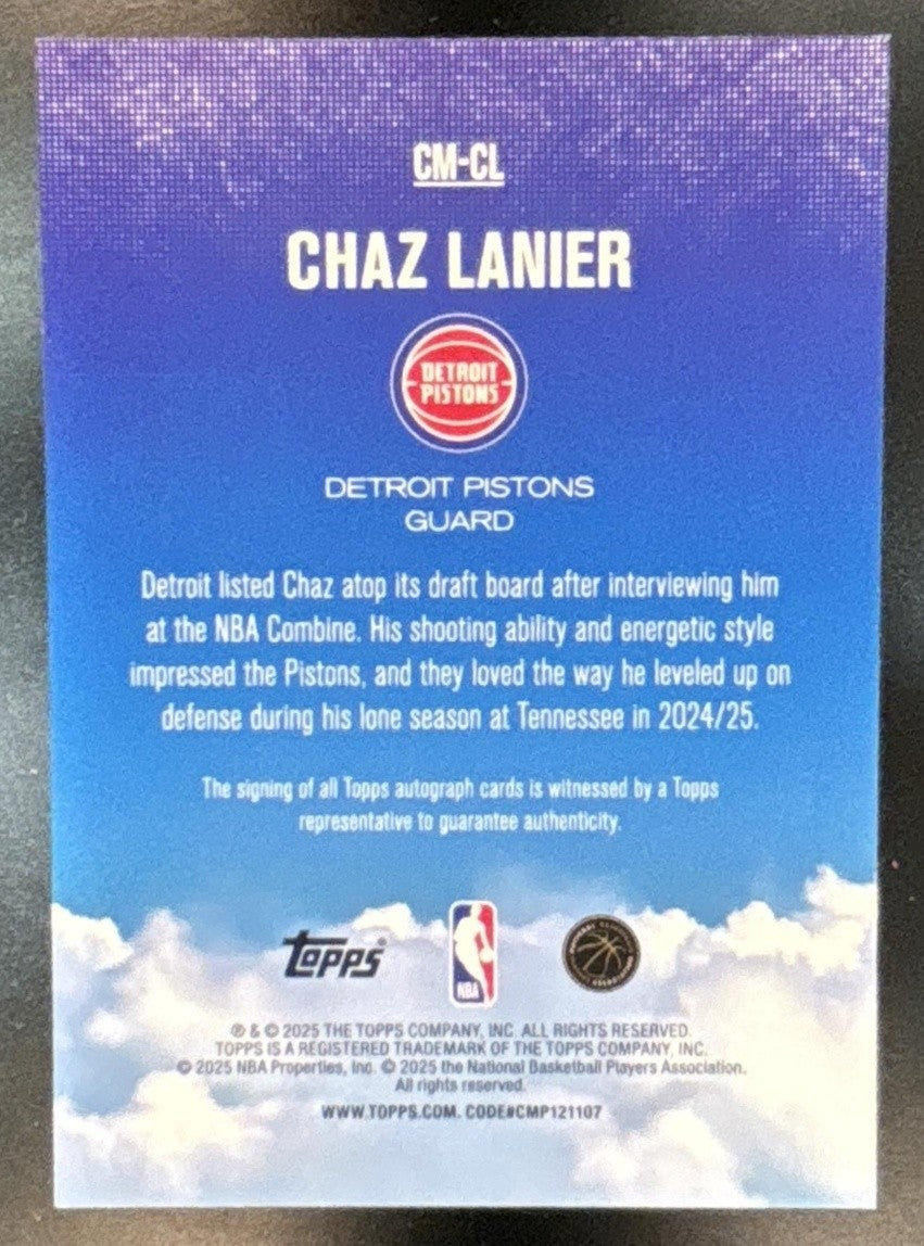 2025-26 Topps Chaz Lanier Contemporary Marks #CM-CL RC Auto Detroit Pistons - Sports Cards