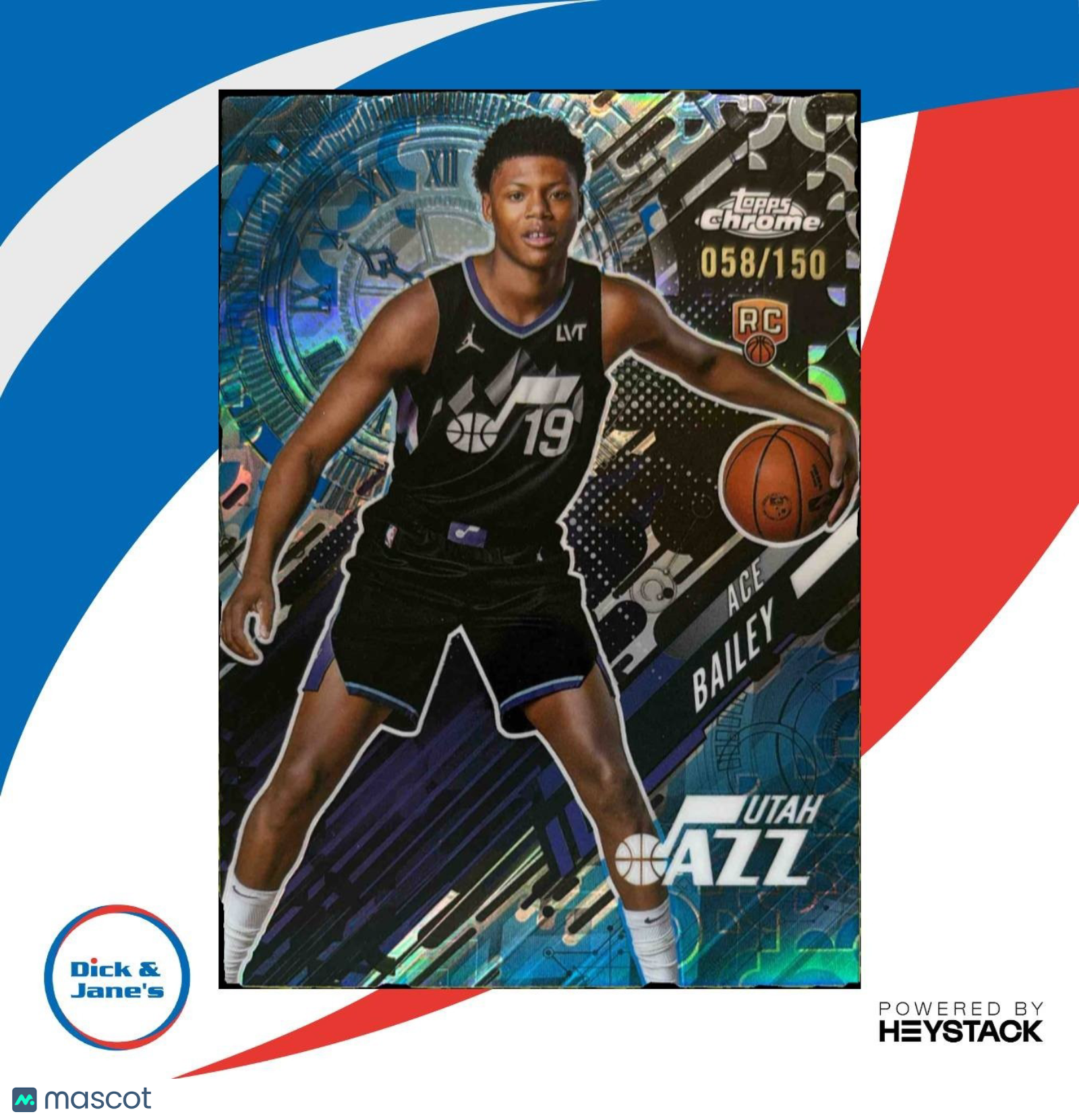 2025-26 Topps Chrome Ace Bailey Go Time Blue Refractor /150 #GT-20 RC Utah Jazz - Sports Cards