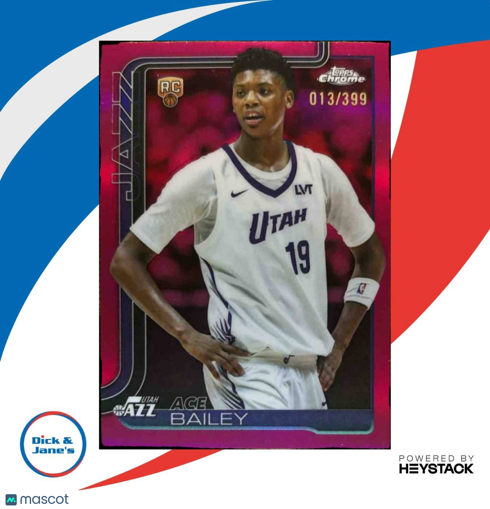 2025-26 Topps Chrome Ace Bailey Magenta Refractor 13/399 #255 RC Utah Jazz - Sports Cards