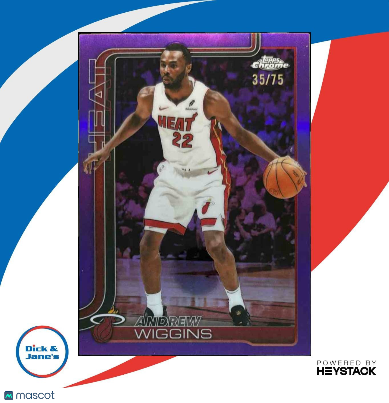 2025-26 Topps Chrome Andrew Wiggins Purple Refractor 35/75 #180 Miami Heat - Sports Cards