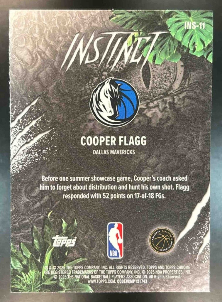 2025-26 Topps Chrome Cooper Flagg Instinct RC - Sports Cards
