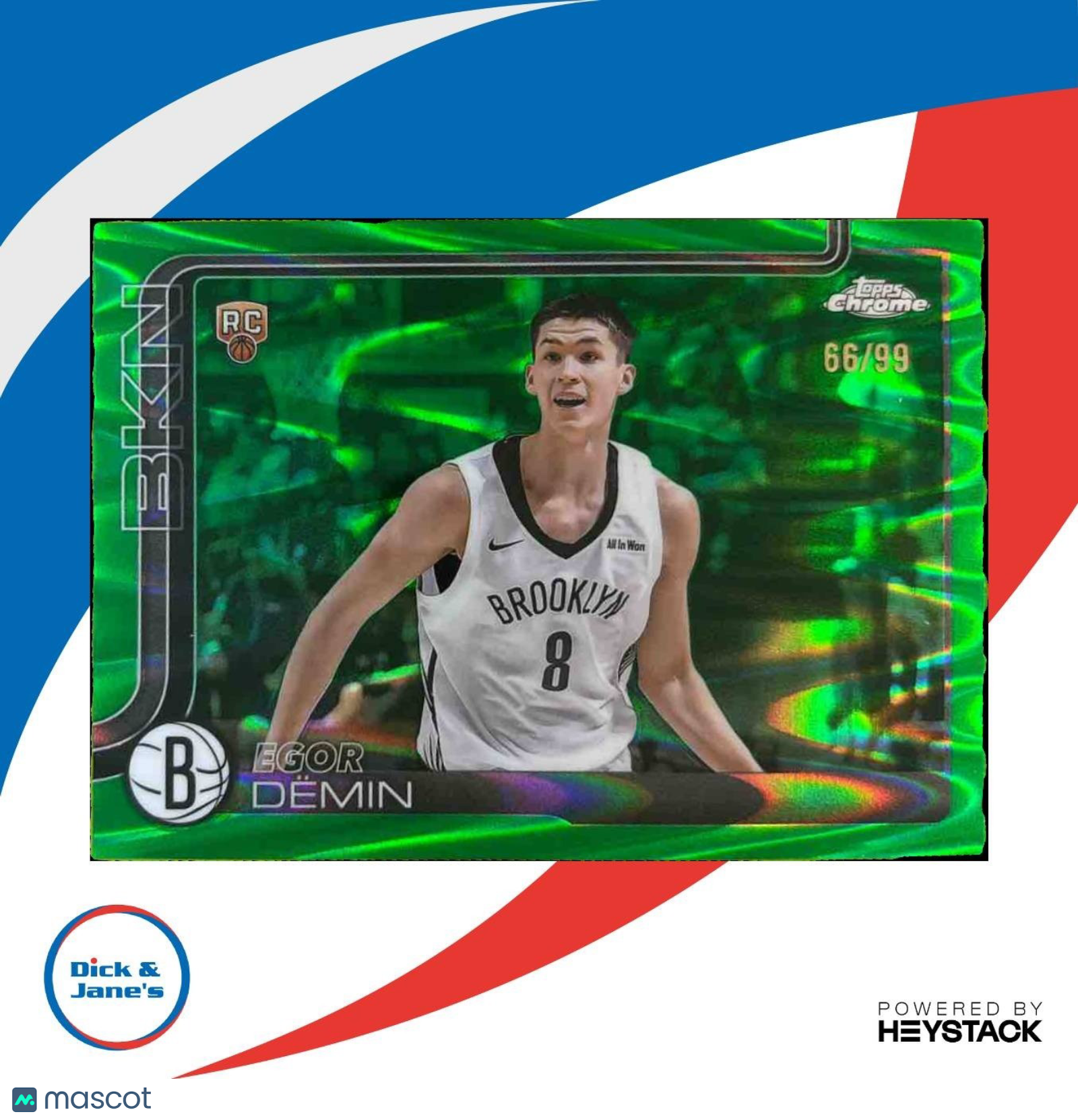 2025-26 Topps Chrome Egor Demin Green Wave Refractor /99 #258 RC Brooklyn Nets - Sports Cards