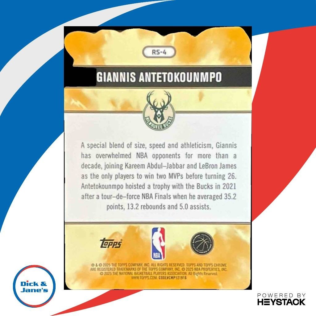 2025-26 Topps Chrome Giannis Antetokounmpo Rock Stars #RS-4 SSP Milwaukee Bucks - Sports Cards