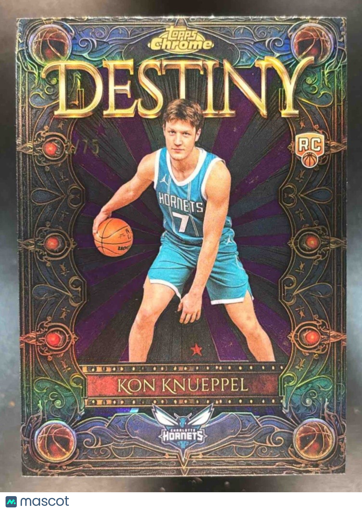 2025-26 Topps Chrome Kon Knueppel Destiny Purple /75 #D-4 RC Charlotte Hornets - Sports Cards
