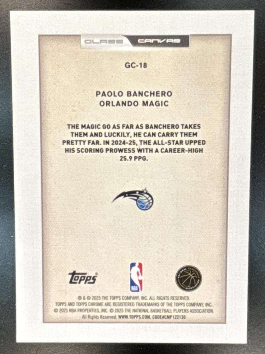 2025-26 Topps Chrome Paolo Banchero Glass Canvas #GC-18 SSP Magic - Sports Cards