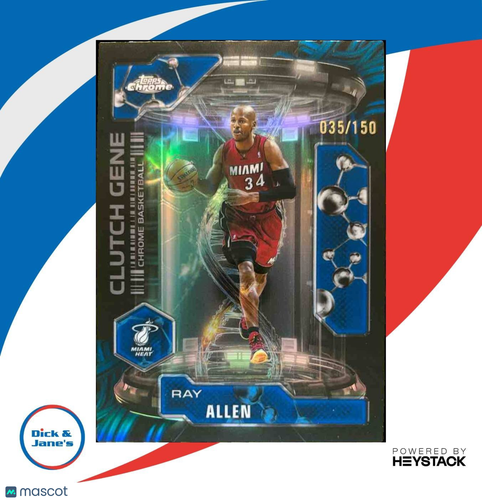 2025-26 Topps Chrome Ray Allen Clutch Gene Blue Refractor /150 #CG-23 Miami Heat - Sports Cards