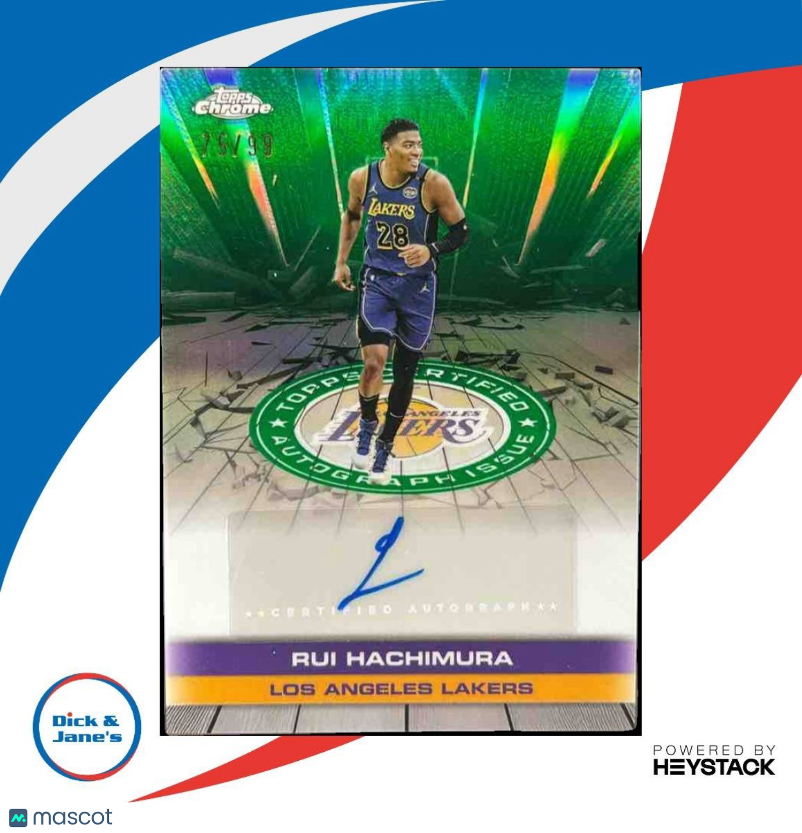 2025-26 Topps Chrome Rui Hachimura Certified Auto Issue Green /99 Lakers - Sports Cards